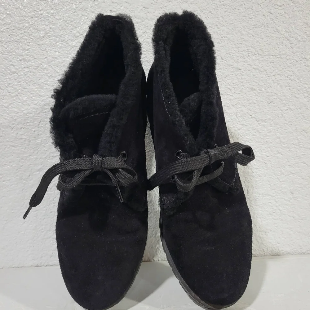 Prada Suede and Shearling Ankle Boots Size EU 39 / US 8.5 Black